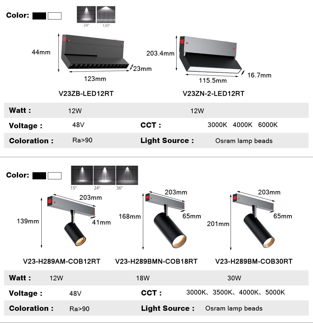 Modern Decorative Commercial Lighting, Hanging/Embedded/Surface Rail, Chandelier Line Grille Light Magnetic Track Spotlight