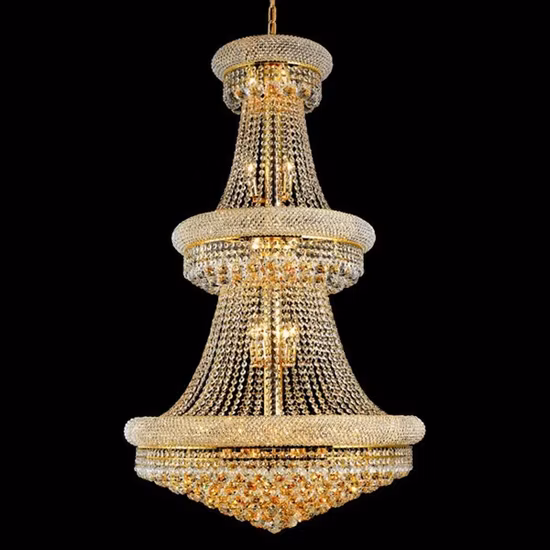 Esszimmer-Größe Suspension Lustre LED Luxus Französisch Empire Gold Kristall Kronleuchter Beleuchtung Moderne Kristall Hängeleuchte